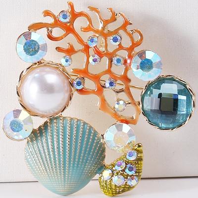 Vintage Crystal Starfish Brooch Pin Rhinestone Ocean Brooches Jewelry Gift Lapel