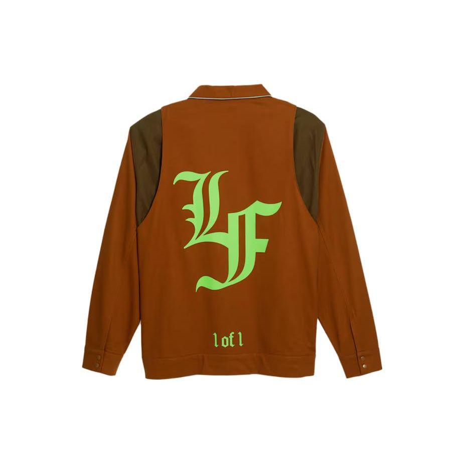 PUMA LaMelo Ball LaFrance Logo Print Long Sleeve Zip-Up Collared Jacket Men Outerwear Brown 622826-01