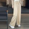 Women's 100% Pure Wool Wide Leg Knitted Pants - High Waist, Thickened, Casual, Long, Autumn/Winter Wear, Cashmere, Straight Leg.