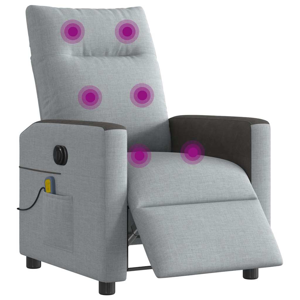 Foldable Massage Armchair, Electric, Light Gray, Fabric