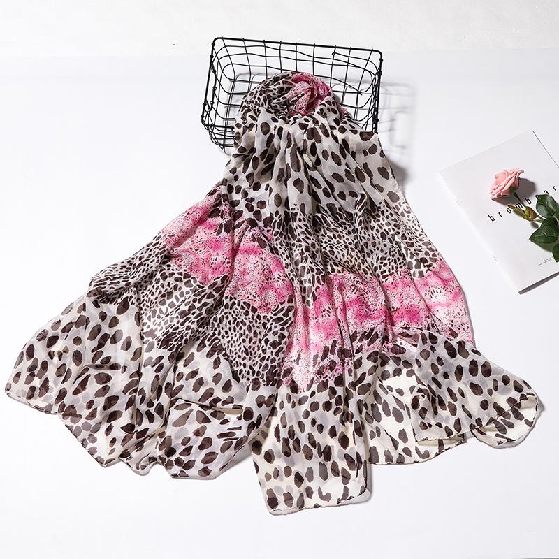 Women's Versatile Silk Leopard Print Scarf - Elegant, Fashionable Dual-Use Shawl for Autumn/Winter