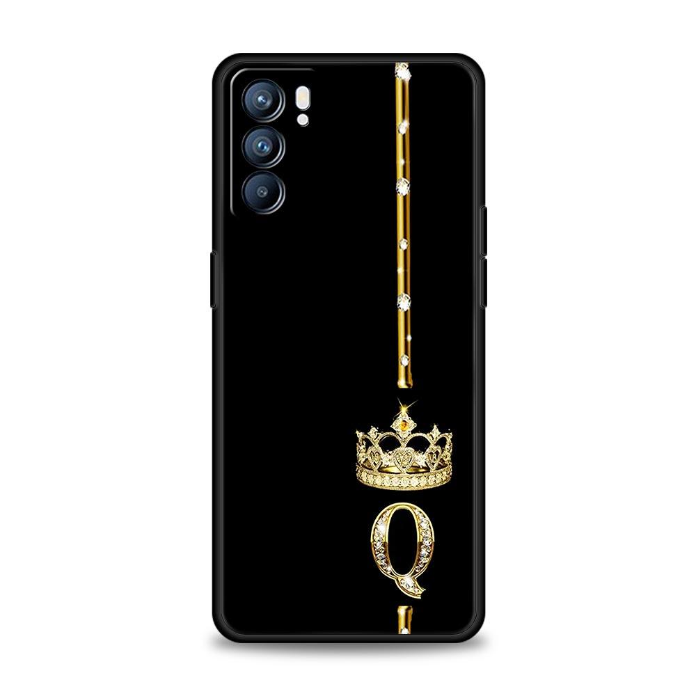 Case For Oppo Find X6 Pro X5 A54 A53 A52 A9 A15 A95 A17 A16 A76 A74 A57 A31 Reno8 Reno7 Reno6 Pro 5G Cover Crown Letter Letters