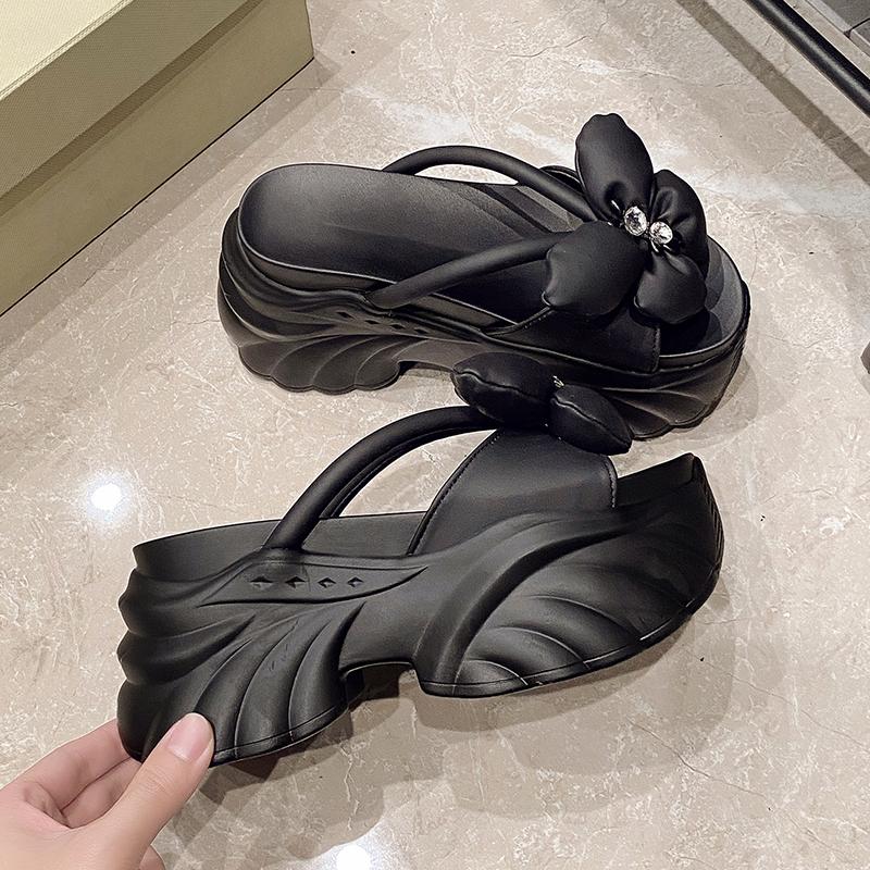 Fashion 9cm Platform Slippers Woman Bowknot Thick Sole Sandals Women Chunky Flip Flops New Summer Casual Beach Slides Zapatos Mujer