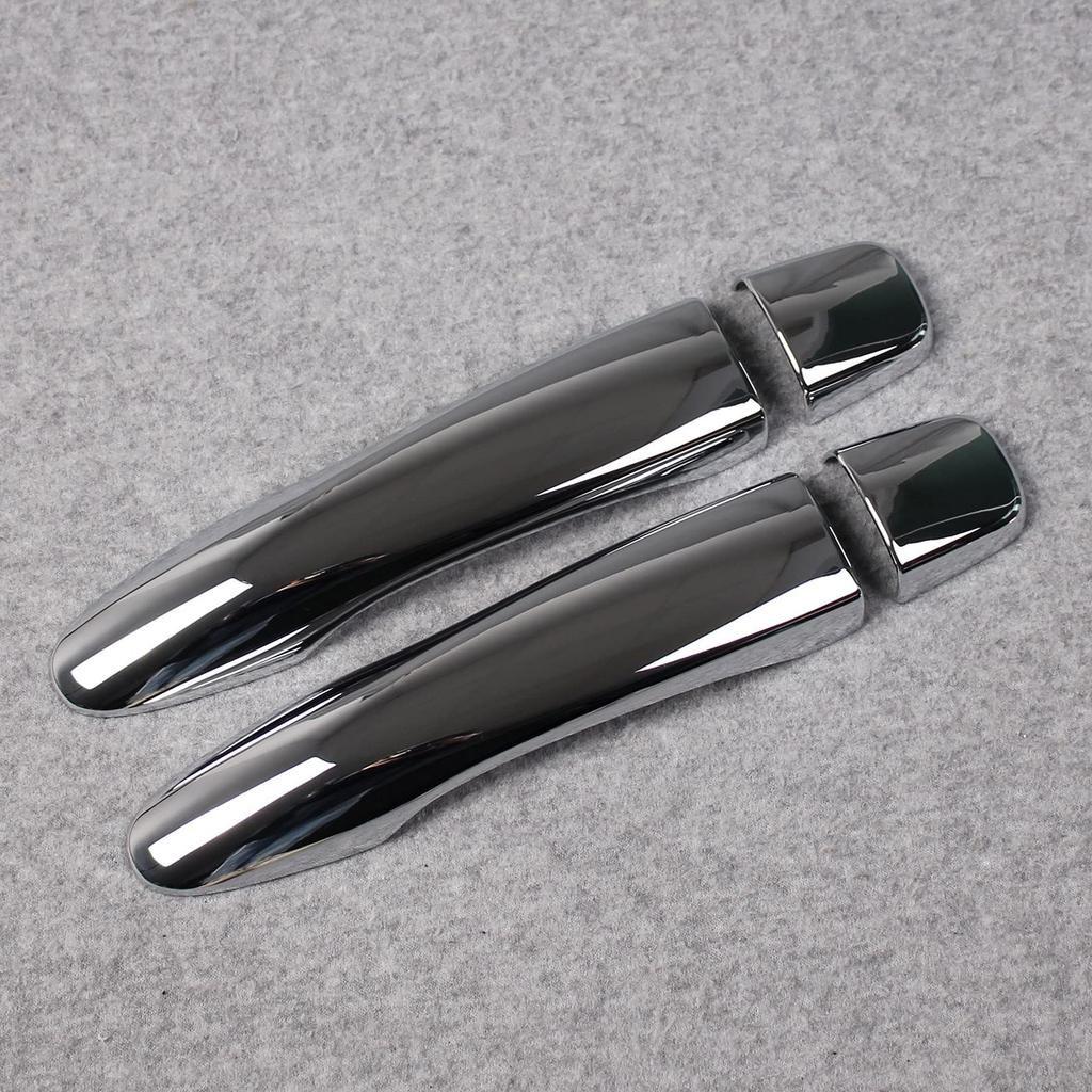 RUIQ Exterior Door Handle Covers for Nissan Kicks Full Chrome Plated Smart Key Entry Button P15, Coverage, (No Hole)
