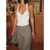 Women Sexy Twisted Knot Halter Backless Cropped Cami T Shirt Top