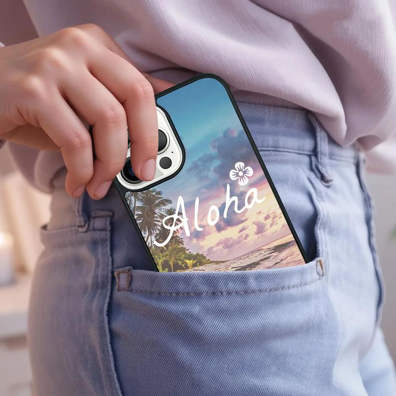 Aloha Hawaii Hawaiian Beach Palms Phone Case For iPhone 17 Air 15 16e 14 13 Pro Max Coque 12 11 Pro Max PLUS Cover