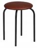 Dark Brown Eco Leather Stool with Black Metal Legs for Dining Room Furnitex