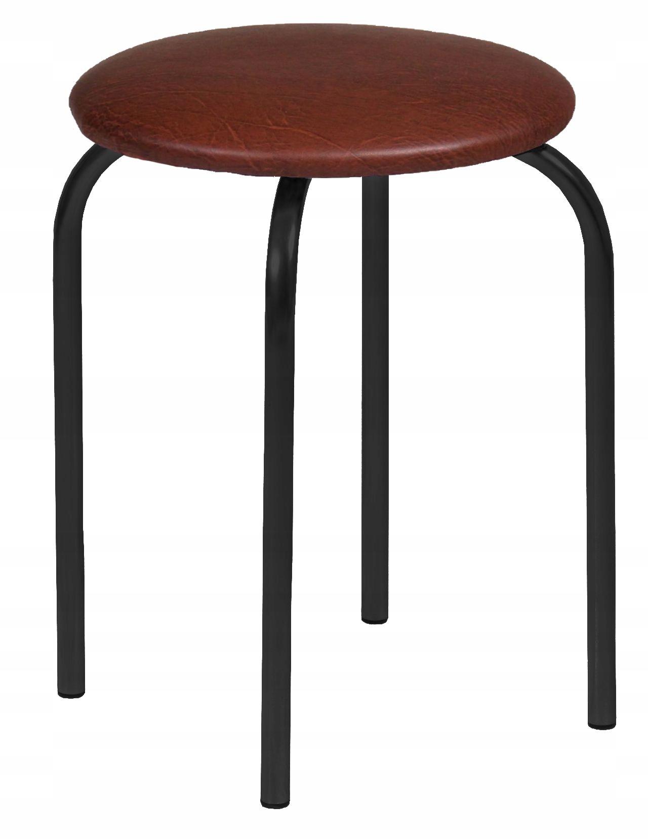 Dark Brown Eco Leather Stool with Black Metal Legs for Dining Room Furnitex