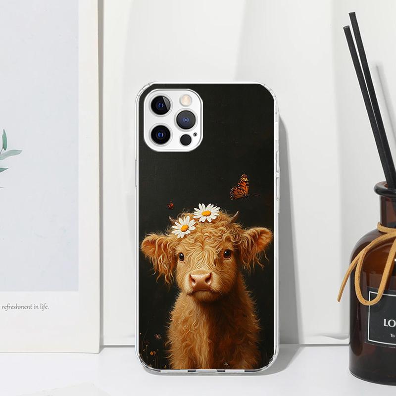 

Cute Highland Cow Phone Case For Iphone 17 Air 16 15 Plus 16E 14 Pro Max 13 Mini 12 11 7 8 SE Fundas Soft Back Cover 17 Air 16 1 iPhone 17 Pro Max