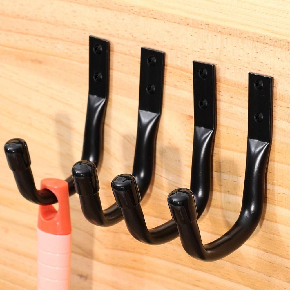 2Sets Heavy Duty Garage J-shaped Hook with Screws Wall-mounted Bicycle Hook Garage Storage Hooks