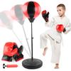Freistehender Boxsack Boxball Training MMA Sport mit Handschuhen und Matte Verstellbare Höhe 125-145cm für Über 13 Jahre