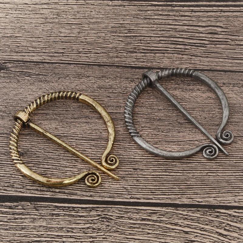 Ancient Bronze Silver Color Pin Belt Nordic Buckles Brooch Buckle Cloak Cloak Button Medieval Viking Jewelry Gift for Men