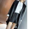 Women's Slim Black Suit with Unique Design - Imported Fabric, Mid-Length Autumn Jacket, Slim Fit.