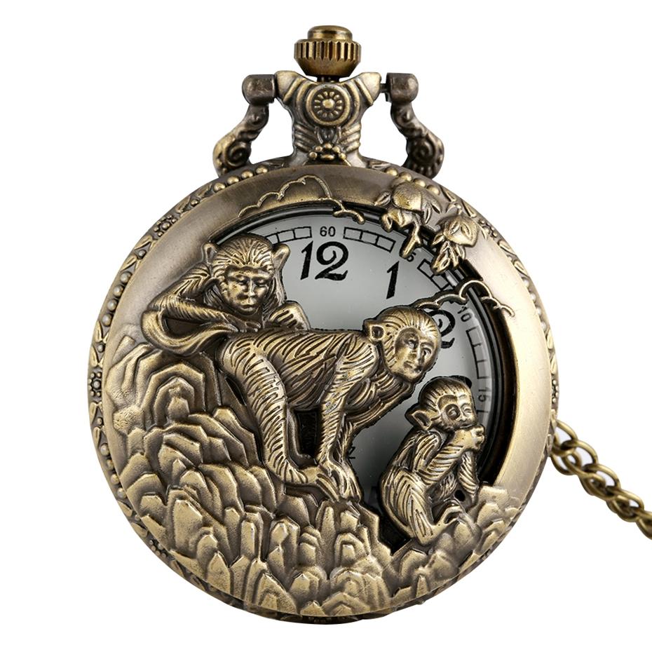 Vintage Chinese Zodiac Quartz Pocket Watch Necklace Pendant Gift Collectible Gifts for Men Women