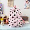 Soft Cute Kuromi Bow Animal Pattern Girl's Backpack Nylon Large Capacity Diagonal Zipper Student Double Backpack Campus Outdoor
