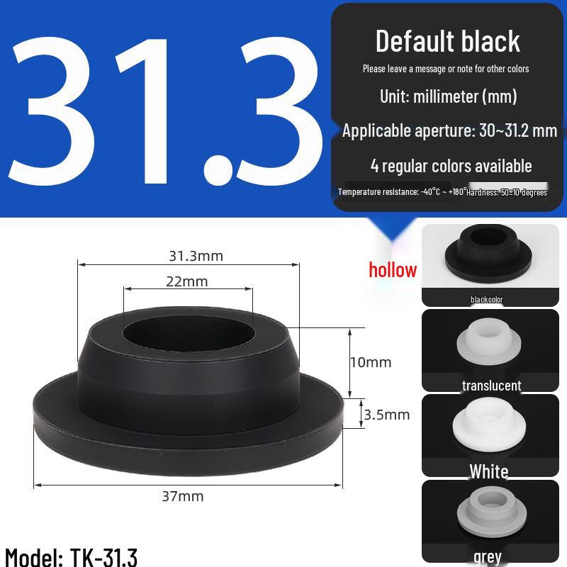 Black High-Temperature Resistant T-Shaped Silicone Stopper - Round Hole Rubber Gasket & Shock-Absorbing Blind Plug