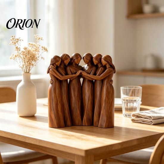 Meaningful Sisterhood Keepsakes Wooden Figurine, Handcrafted Friendship Sculpture for Living Room Fine Carved Statuettes Bedroom Tabletop Ornament,