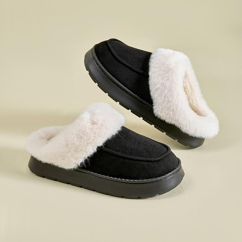 Fashion Furry Soft Warm Men Slippers Winter Cotton Slippers Male Flats Soft Non-slip Slides Household Indoor Slippers