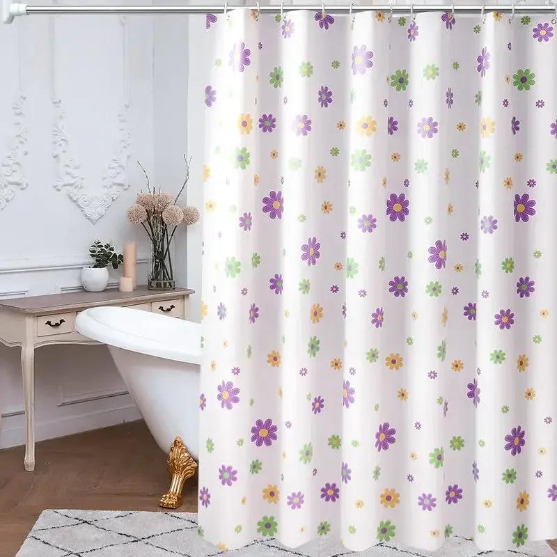 Shower Curtains PVC Leaves Modern Style Bathroom Curtain with Hooks Waterproof Simple Funny Shower Curtain Daily