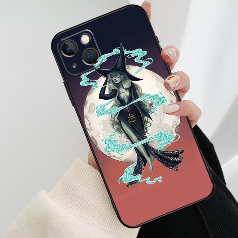 Moon Witch Horror Phone Case For iPhone 13 12 11 14 15 16 Pro Max Mini X XS Max XR Plus Case Back Cover