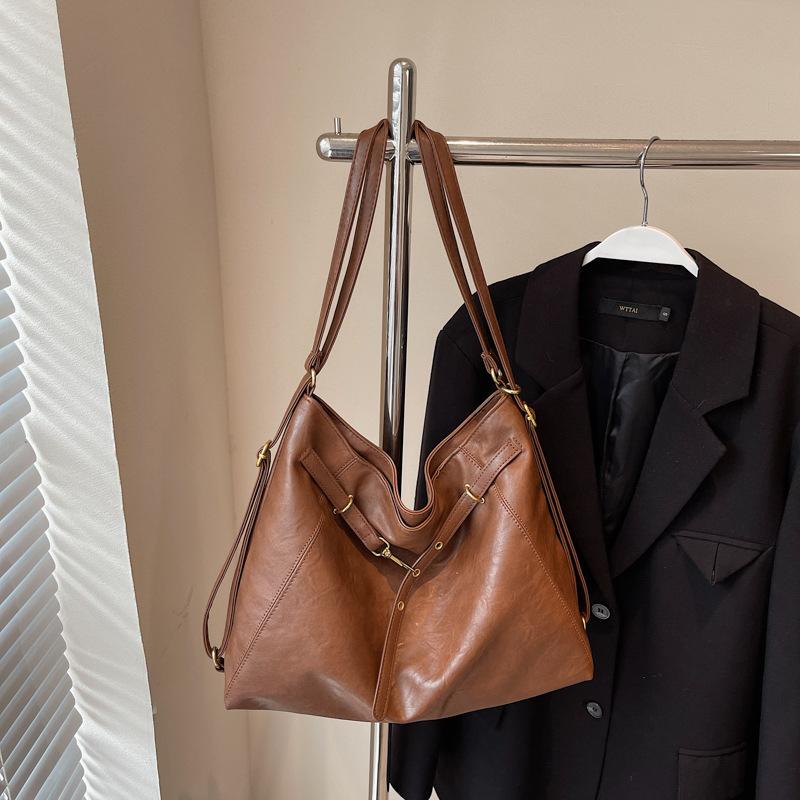 Tote Bag Women's Large Capacity 2025 New Autumn and Winter Retro Casual Shoulder Commuter Bag Multi-functional Backpack Backpack