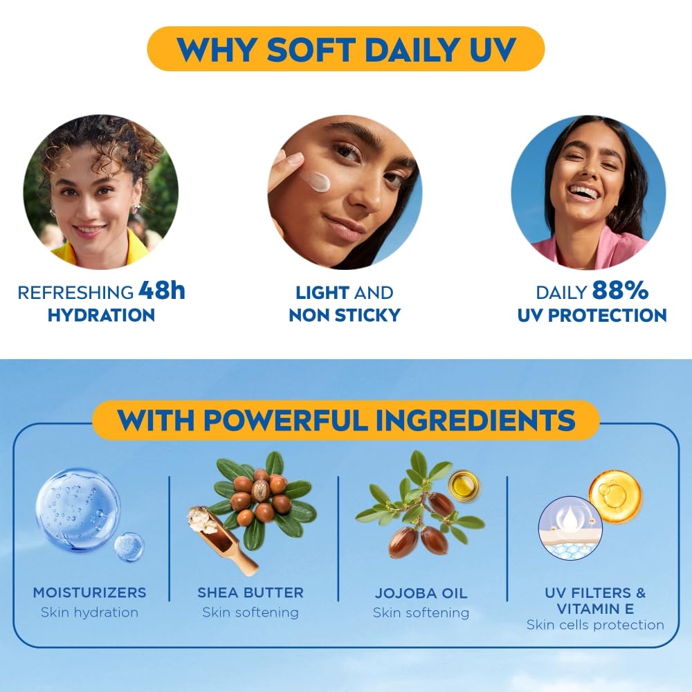 Nivea Moisturizing Cream SPF 15 with Vitamin E & Shea Butter, 100ml, Lightweight Daily Face Cream for All Skin