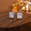 Delicate Women Stud Earrings Rectangle Shiny Cubic Zircon  Sterling Silver Earring for Party Present Female Fashion