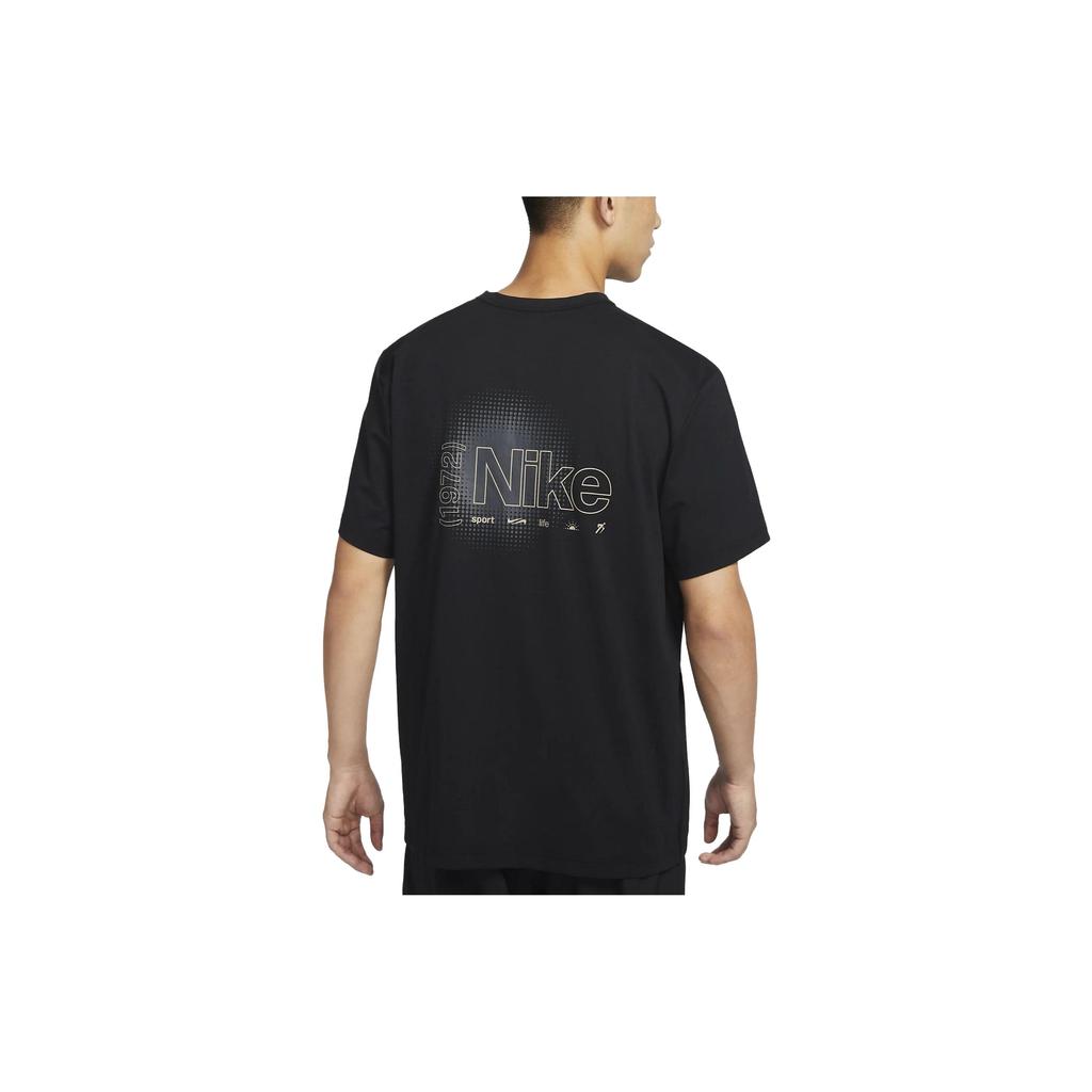 Nike Einfarbige Rundhals-Print-Freizeit-Sport-Kurzarm-T-Shirts Herren Oberteile Schwarz FN7290-010