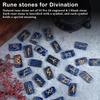 Crocon Sodalite Rectangle Shape Gemstone Runes with Elder Futhark Alphabet Engraved 25 Pcs Rune Set Crystal Divination Metaphysical : 20-25mm