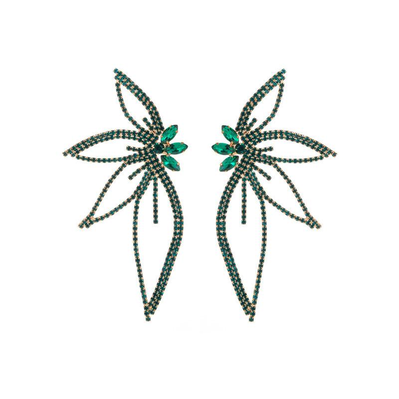 Wind Claw Chain Alloy Butterfly Diamond Flower Earrings Women'S Creative Retro Temperament Earrings Bow