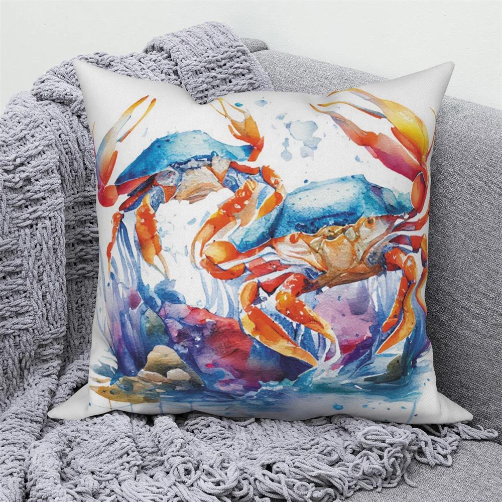 Farmhouse Home Sofa Car Decor Throw Pillow Cover Decorative Sea Animal Cushion  Turtle Coral