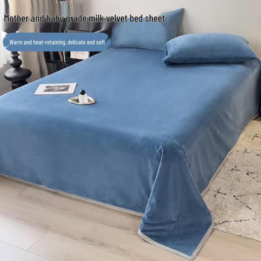 Milchsamt Winterfleece Bettwäscheset: Einzelstudentenwohnheim Dreiteilige Dicke Plüsch Rutschfeste Korallen-Decke