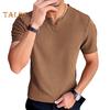 Herren T-Shirt V-Ausschnitt Kurzarm T-Shirt Einfarbig Slim Fit Weich Atmungsaktiv Sommer Casual Tops Alltagskleidung