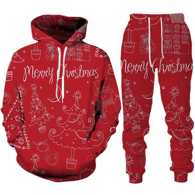 Feliz natal impressão 3d moletom com capuz masculino/conjunto primavera outono traje com capuz moletom + calças terno moda casal streetwear roupas