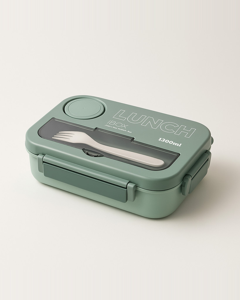 1300ML Portable Lunch Box Kids Students Office Bento Box With Fork and Spoon Microwave Food Storage Container