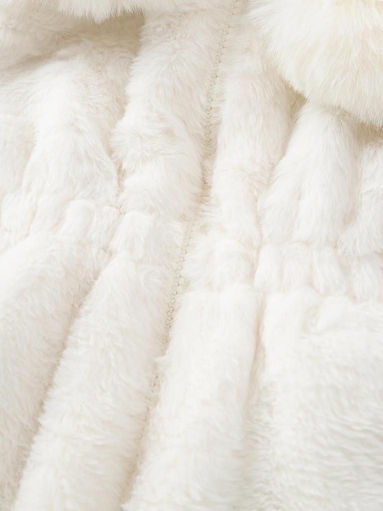 Girls' Autumn/Winter Faux Fur Pom-Pom Sweater Jacket