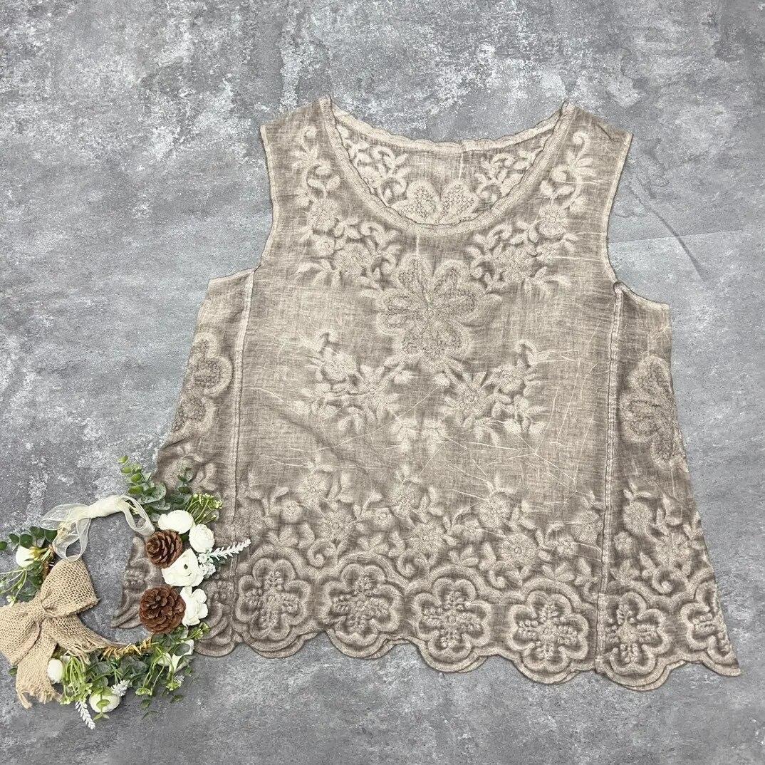 

Японські 9-кольорові жіночі топи Johnature, однотонні одноколірні жіночі повсякденні прості бавовняні топи без рукавів One Size