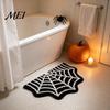 Easy To Clean Area Rug Spider Web Bath Mat, Halloween Gothic Bathroom Rug, Non-slip Washable Laundry Room Black Bat for Home Entrance Bedroom