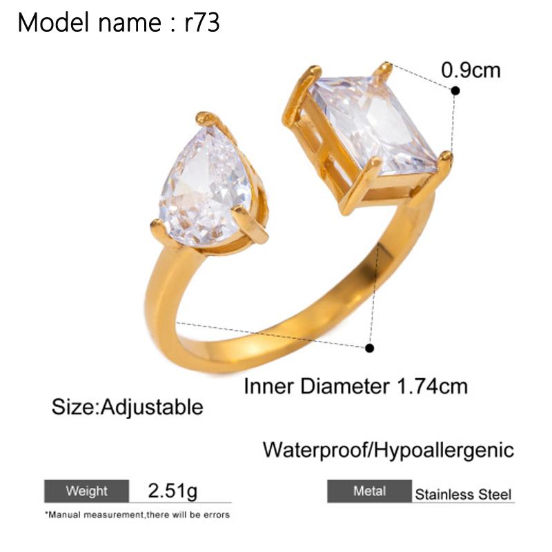 Fashion Simple Stainless Steel Rings For Women Gold Color Smooth Geometric Open Rings Arc Rings Diamonds Jewellery Ring Gift