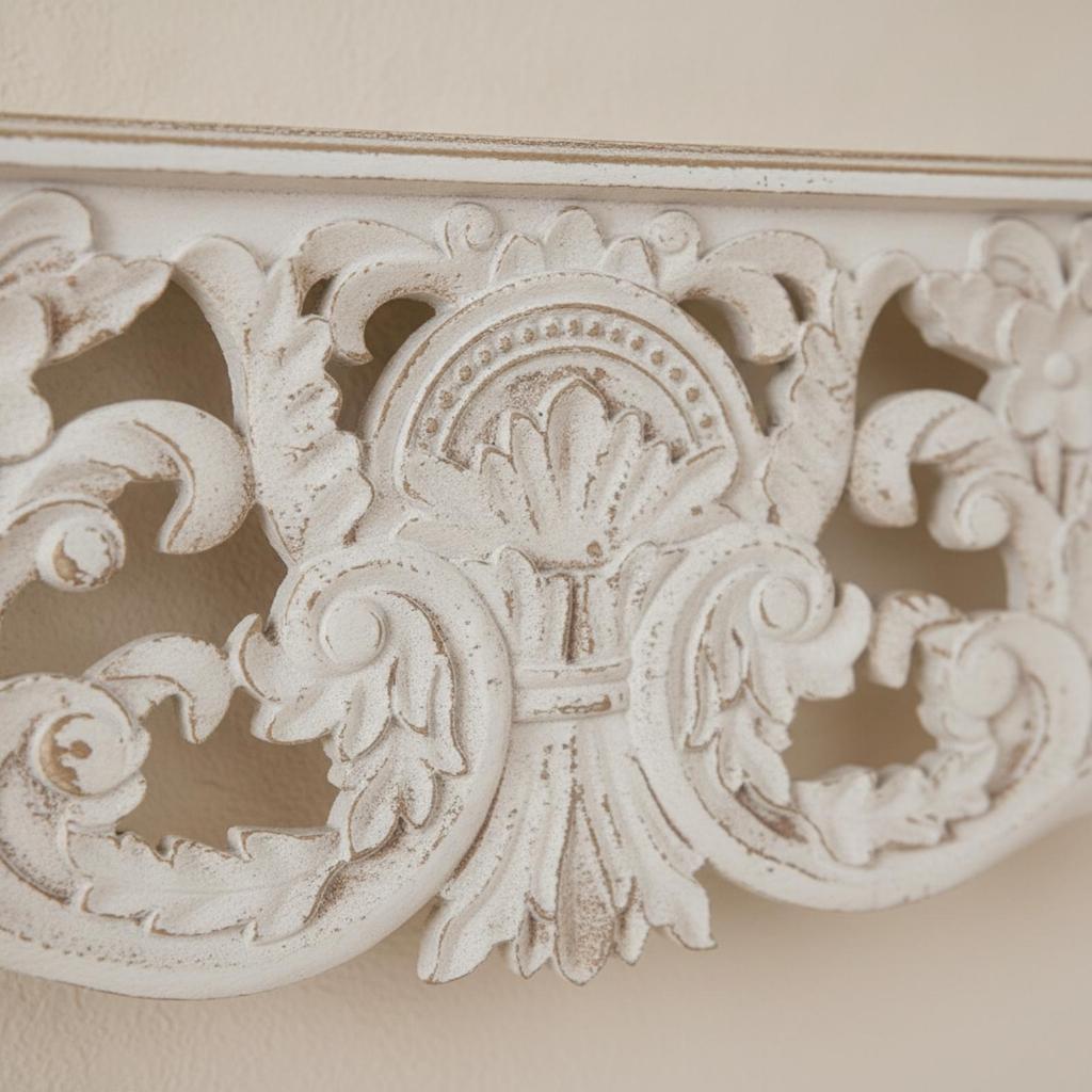 Wall Shelf with Carved Apron Decorative for Homeowners, Decorators