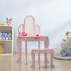 Kids Dressing Table Set, with Mirror and Drawer - Pink
