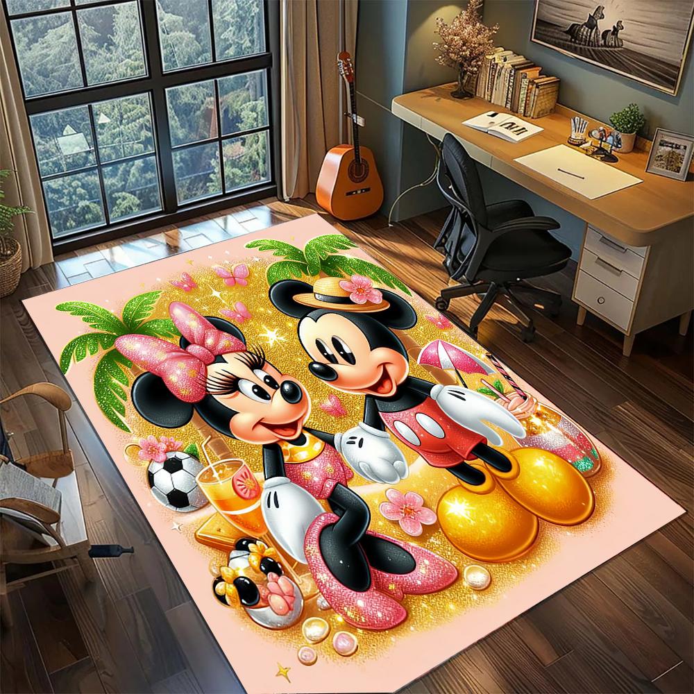 Mickey & Minnie: Adorably Playful Rug Carpet Large Area Rug Non Slip Washable Floor Mat Gamer Room Bedroom Home Decor