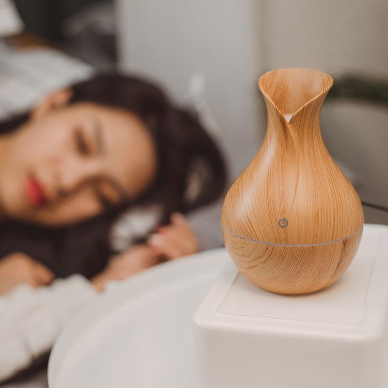 Woodgrain Ultrasonic Usb Humidifier And Essential Oil Diffuser Portable Desktop Aromatherapy For Home Office Use