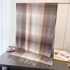 Color Blocked Plaid Long Scarf with Tassel Thick Soft Warm Imitation Cashmere Shawl Versatile Neck Scarf for Autumn Winter