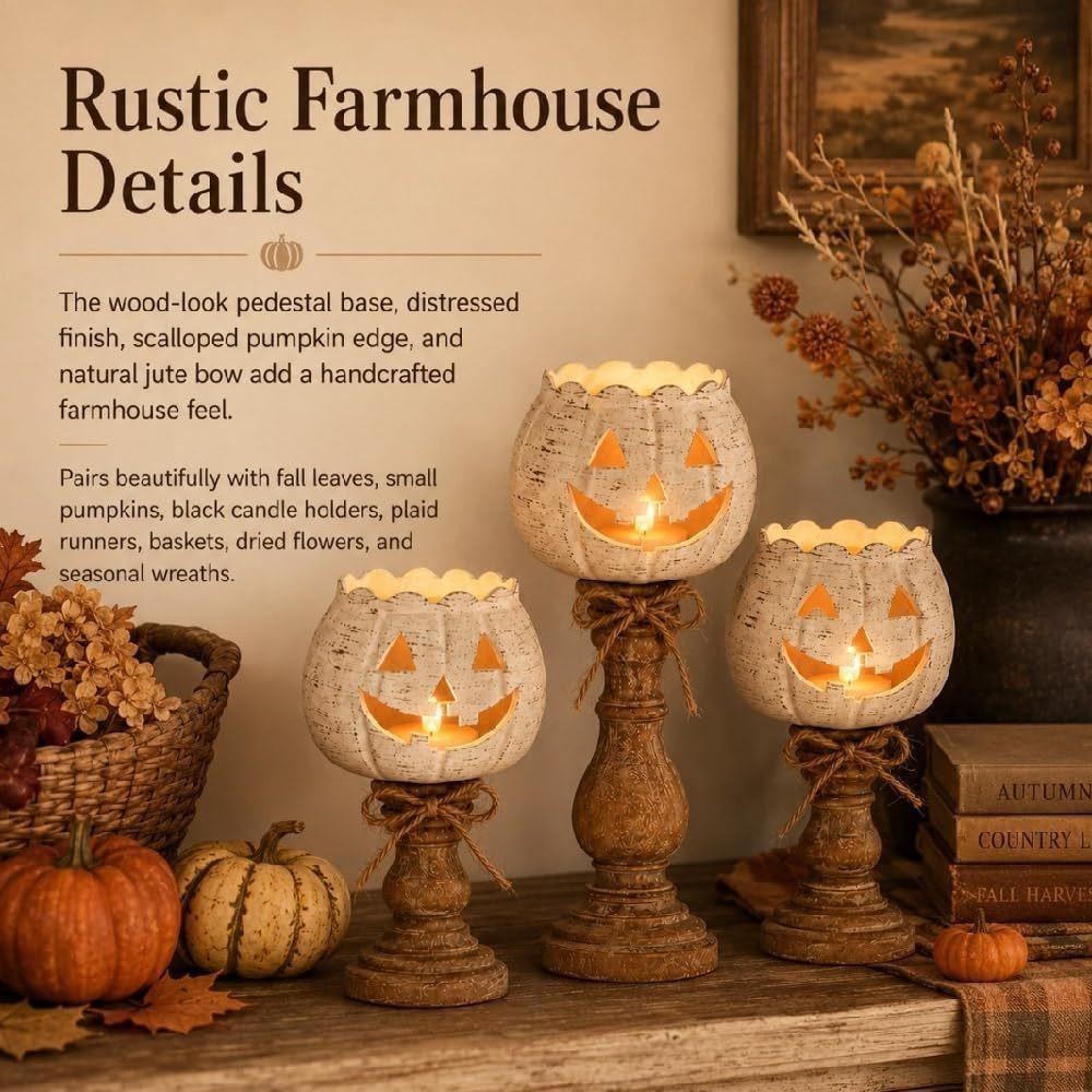 Halloween-Kürbislampe im Vintage-Stil Antike Ausführung Teelichthalter Lampe Herbst-Heimdekoration