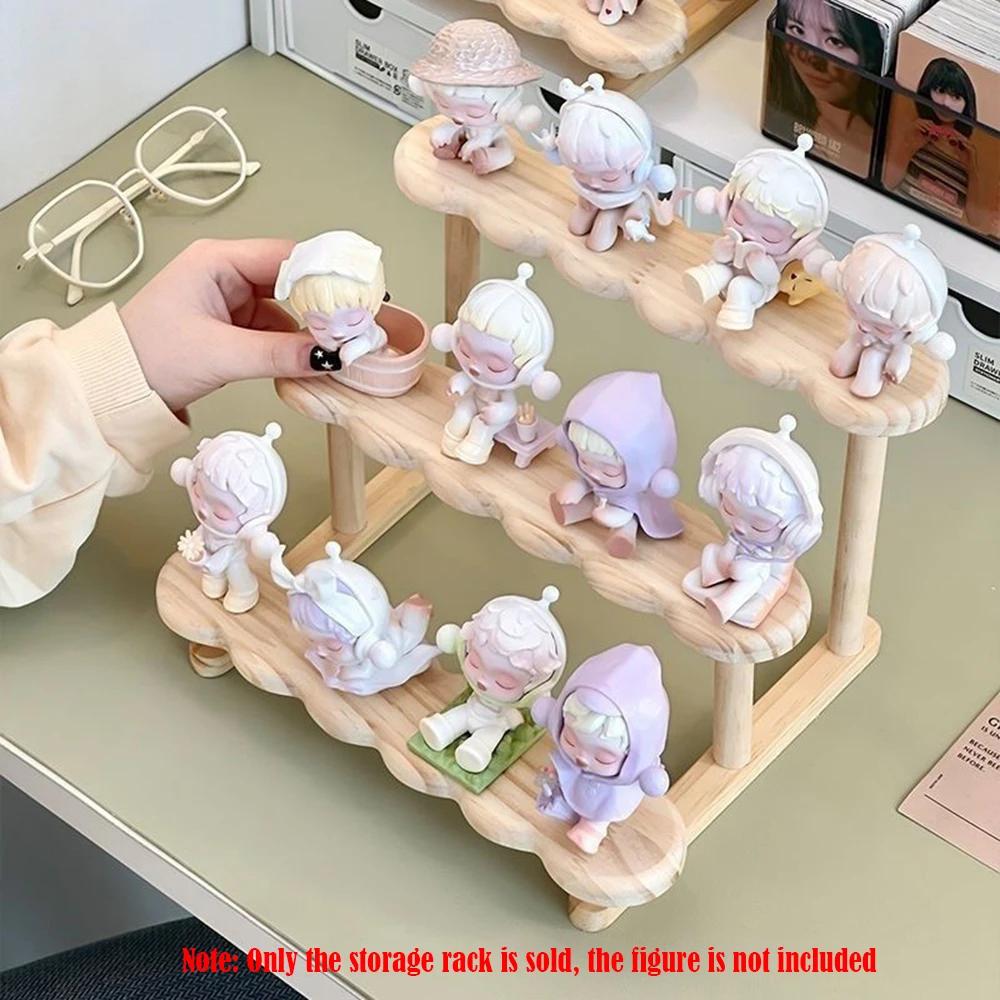 Figures Display Wooden Stand Flower Shelf Organizer Cabinet Cute Dolls Storage Rack Holders Decoration for Home Office