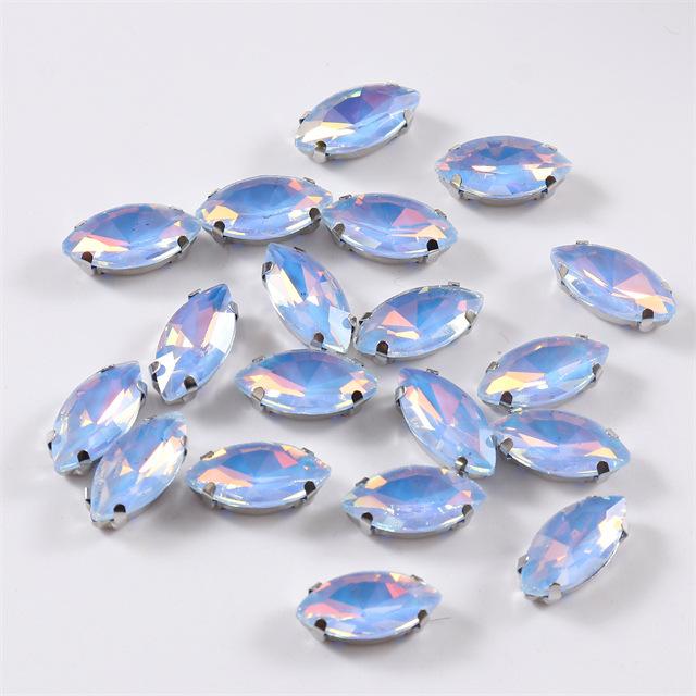 

100 шт. стеклянных опаловых дрелей для шитья, конский глаз, ручная дрель с отверстием, мокко, стразы, одинарный коготь, аксессуары для украшений своими руками, стразы, пришивные бусины 5 * 10mm silver