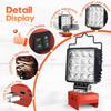 LED-Arbeitsleuchte für Dewalt- und Milwaukee-Akku, 48 W, tragbares Flutlicht, Taschenlampe, USB- und Typ-C-Ladelampe, Werkzeuge für die Baustelle