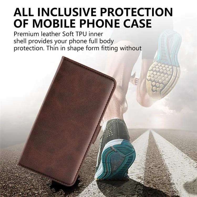 For Honor 80 Pro 5G Drop Protection Cell Phone Cover PU Leather Dual Magnetic Clasp Calf Texture Case Hands-free Stand Wallet