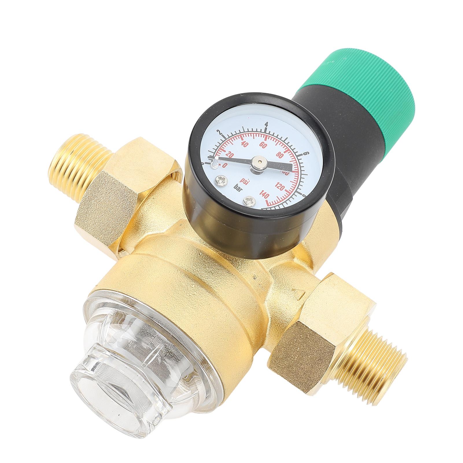 Vanne Régulateur de Pression d'Eau en Laiton avec Manomètre G3Celsius4 DN20, Filtre à Mailles en Acier Inoxydable, Réducteur de Pression d'Eau pour Camping-Car, Contr